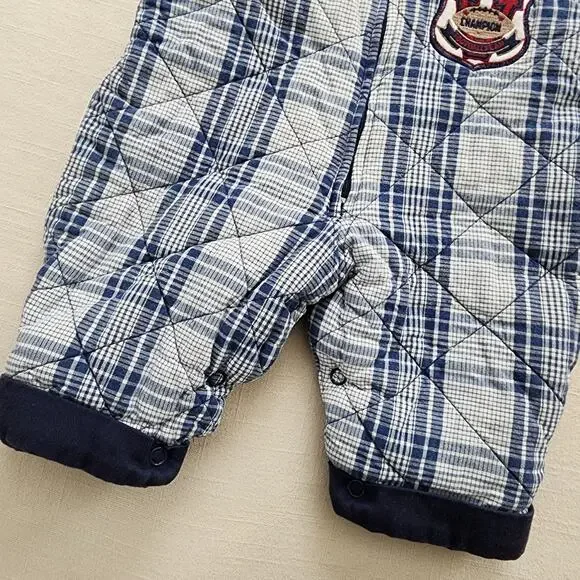 Vintage Football Plaid Quilted Overalls 0-3 months - Picture 3 of 6